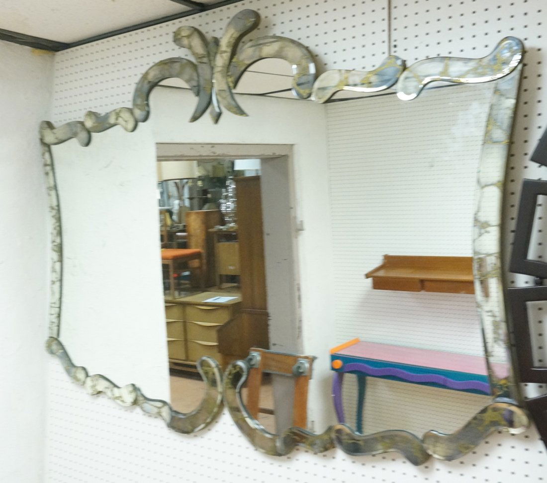 Large Decorator Wall Mirror with Eglomise Mirrore (1 of 8)