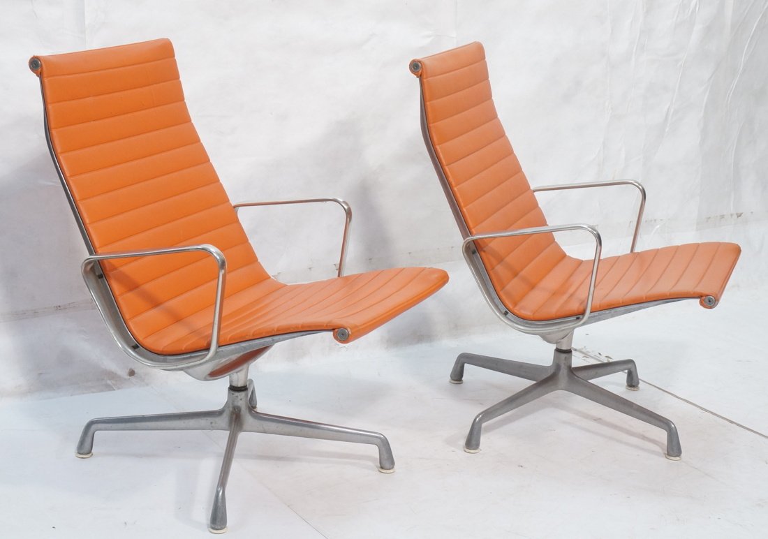 Pr Tangerine Colored HERMAN MILLER Lounge Chairs. (1 of 8)