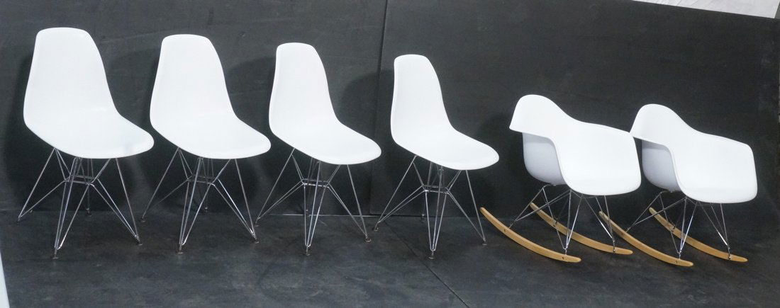 6pc Eames style Seating. Four Side Dining Chairs. (1 of 9)