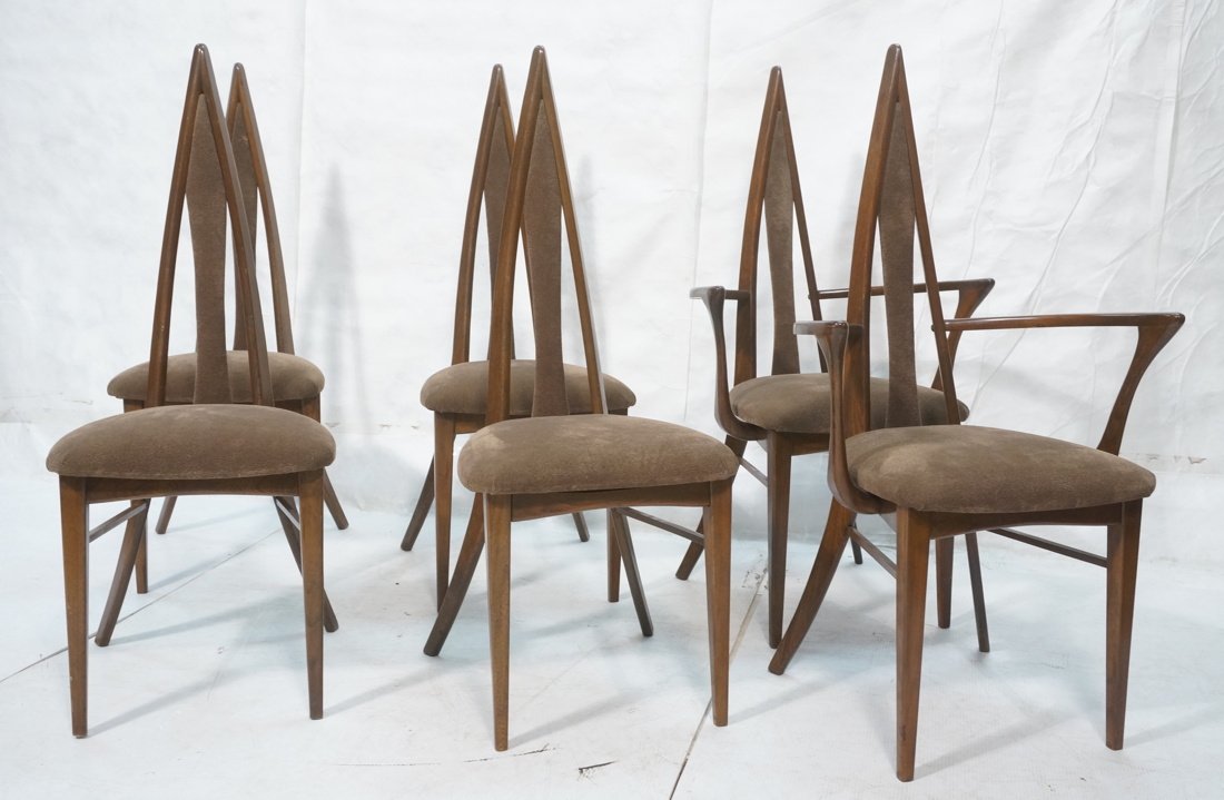 Set 6 Tall back Dining Chairs. Pearsall style. Tw (1 of 7)