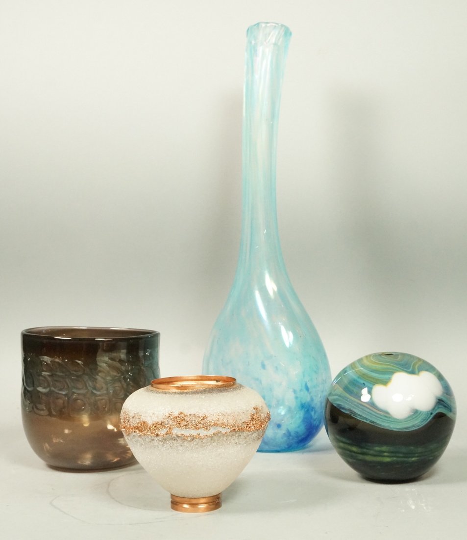 4pc Studio Art Glass Lot. 1) ECHO 2001 Smoky purp (1 of 9)