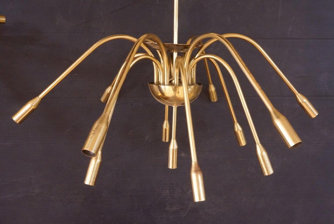 Modernist Brass Hanging Chandelier Pendant Lamp. (1 of 5)
