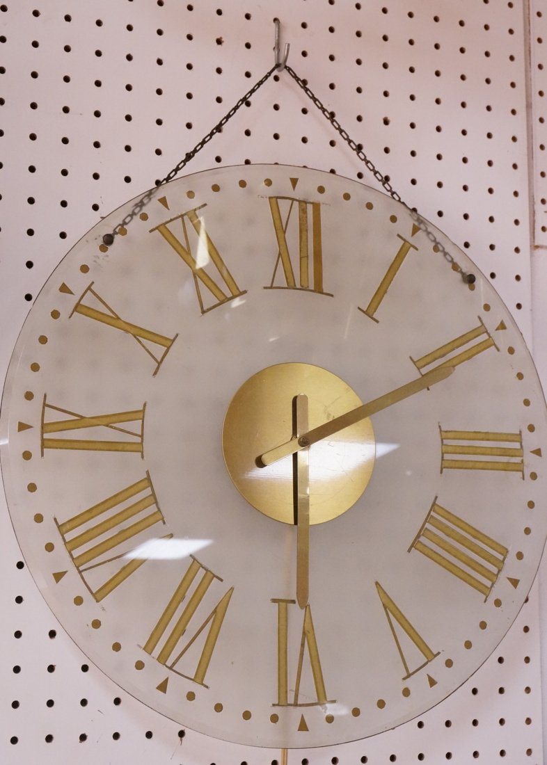 Gio Ponti Style Glass Wall Clock with Roman Numer (1 of 5)
