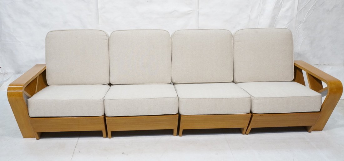 4pc Paul Frankl Sofa Couch.  Wide flat wood frame (1 of 10)