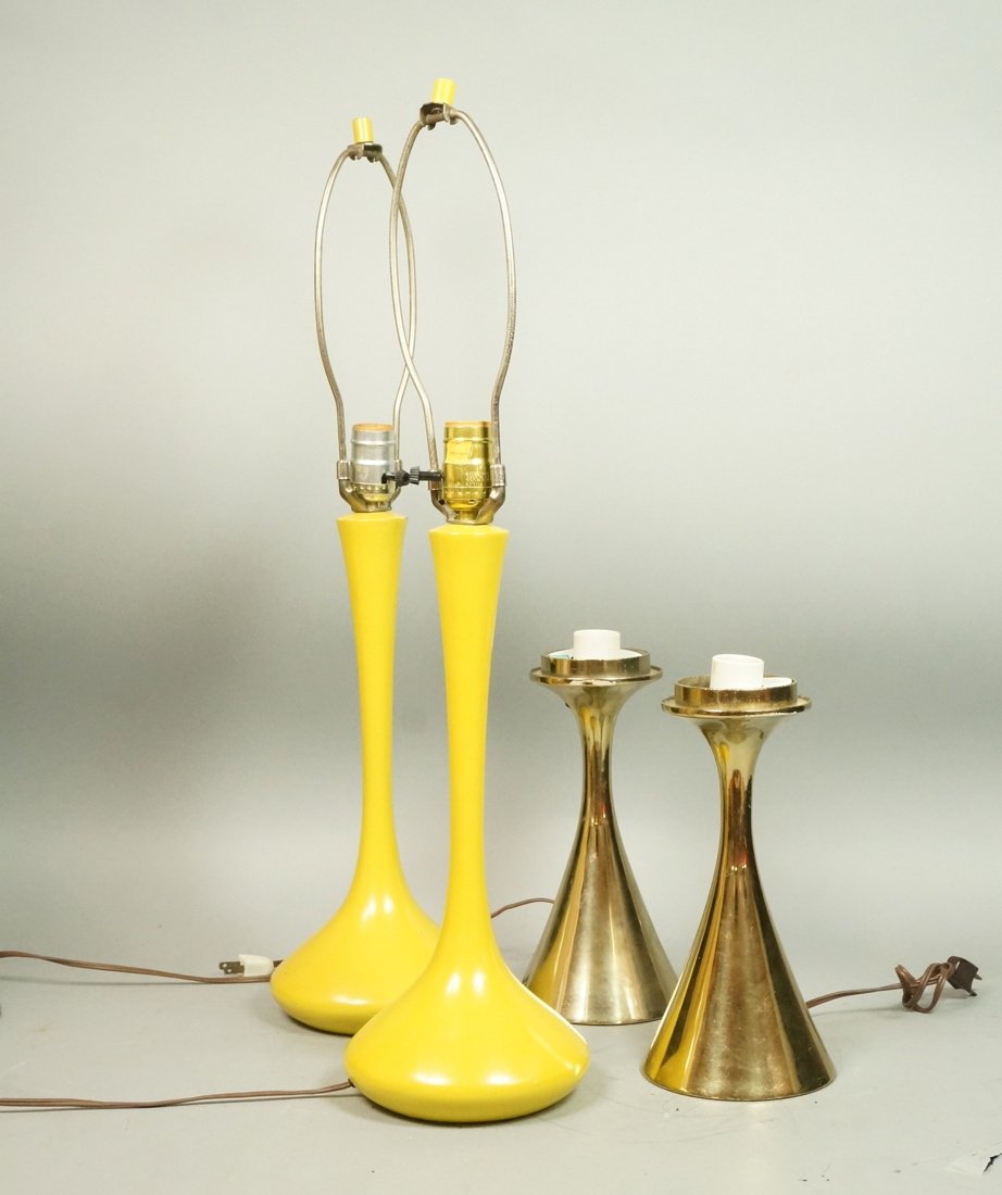 Lot 4 LAUREL Table Lamps. Pair Brass Lamps. No Sh (1 of 10)