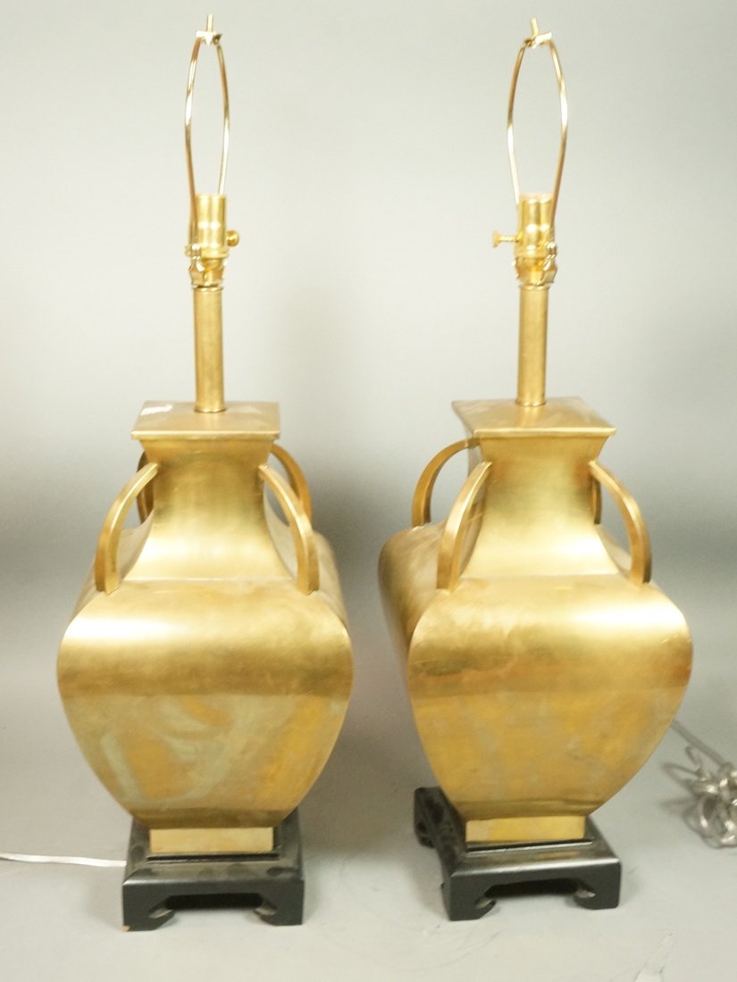 Pr Large Brass Handled Urns Table Lamps. Mastercr (1 of 5)