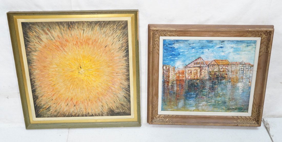 2pc MILLER Modernist Oil Paintings.  Impressionis (1 of 10)