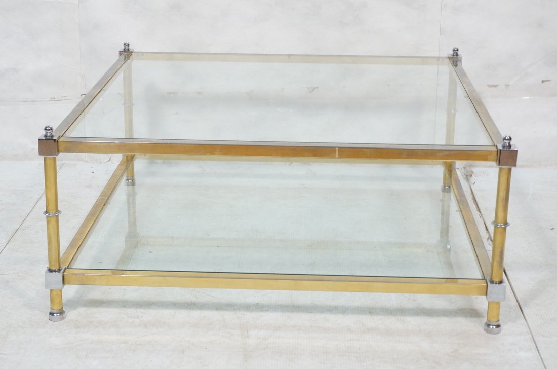 Brass and glass coffee table. 2 tiers with glass (1 of 6)