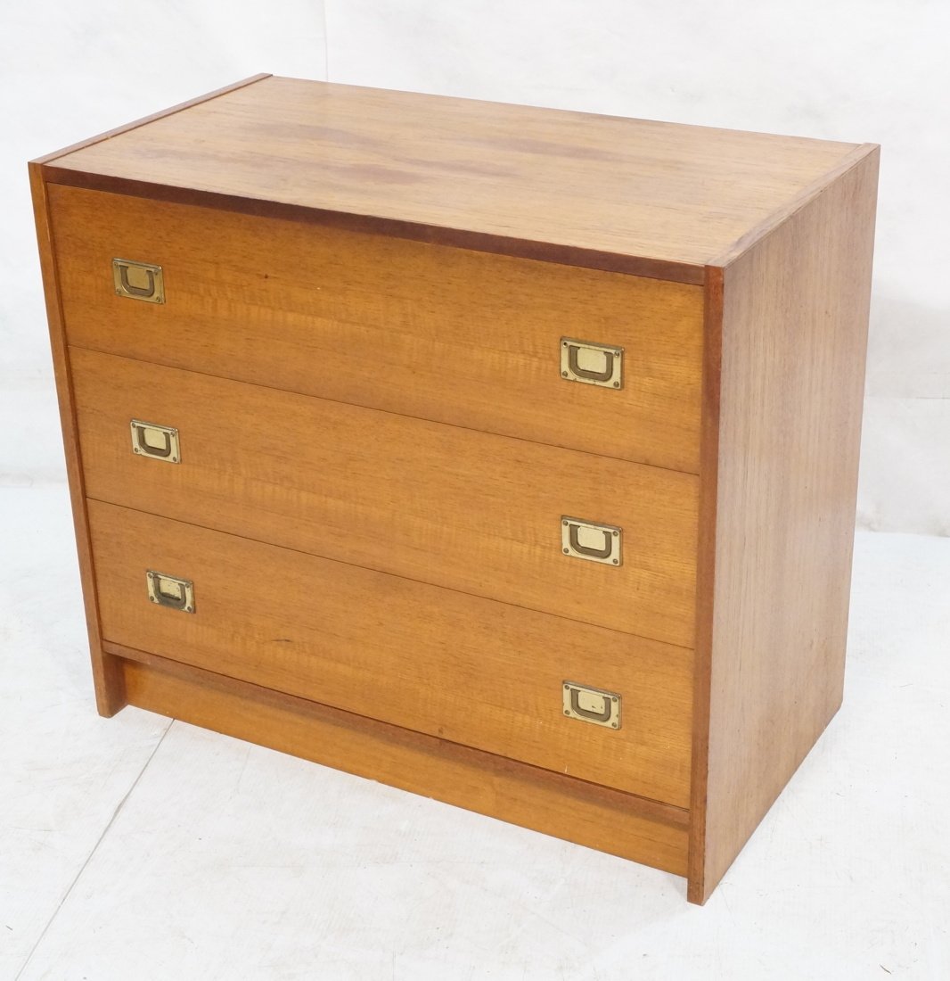 Danish teak 3 drawer bachelors chest. Campaign st (1 of 6)