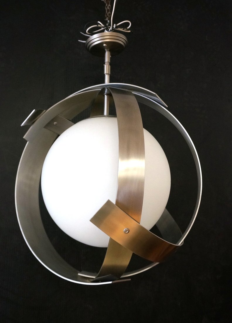 Laurel aluminum and frosted glass ball chandelier (1 of 3)