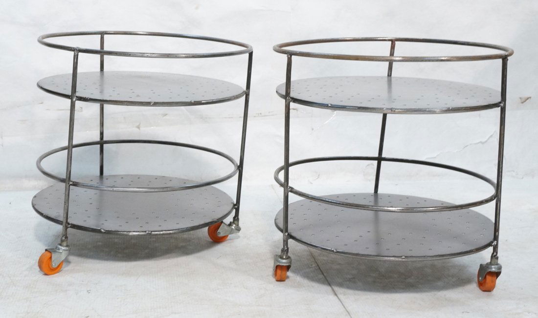 Pair of Roll around 2 tier industrial end table o (1 of 7)
