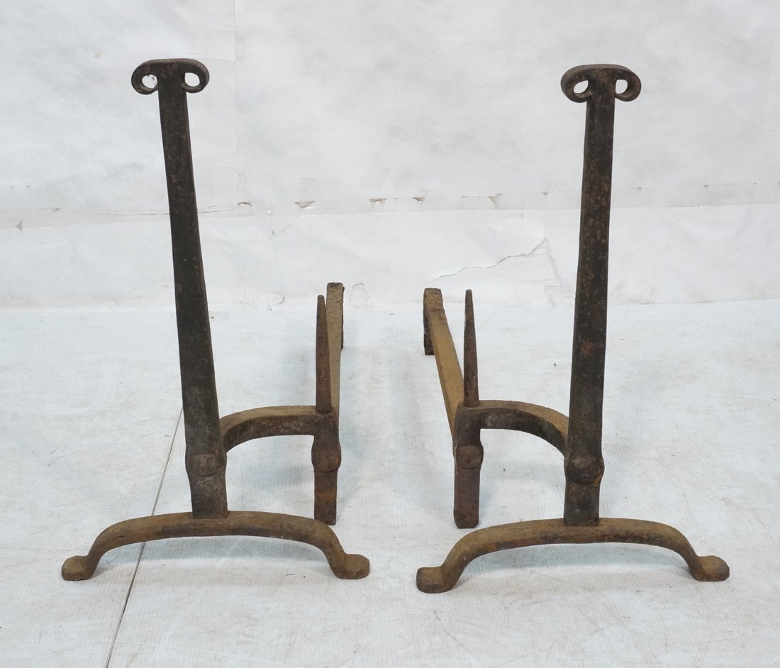 Large Hand forged fire dogs. Curled design on top (1 of 6)