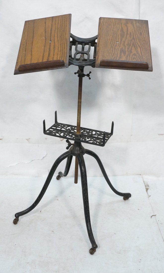 Antique book stand on cast iron 4 legged base. Ha (1 of 7)