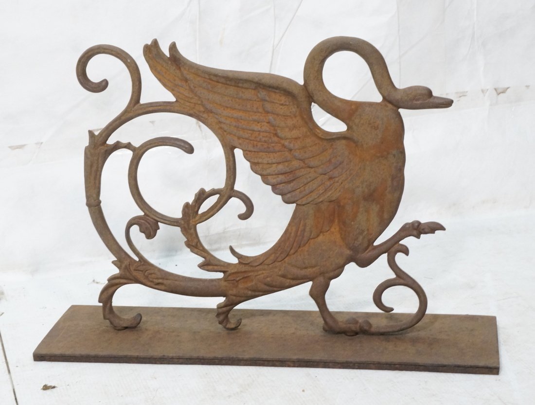 Large cast iron swan sculpture on steel base. Orn (1 of 7)