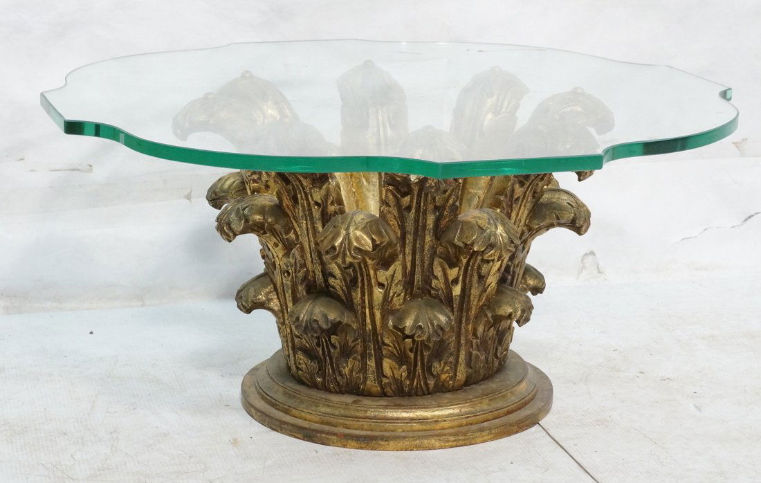Glass top decorator gold gilt Fleur-de-lis coffee (1 of 5)