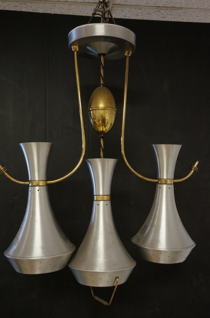 Thurston style brushed aluminum and brass chandel (1 of 7)