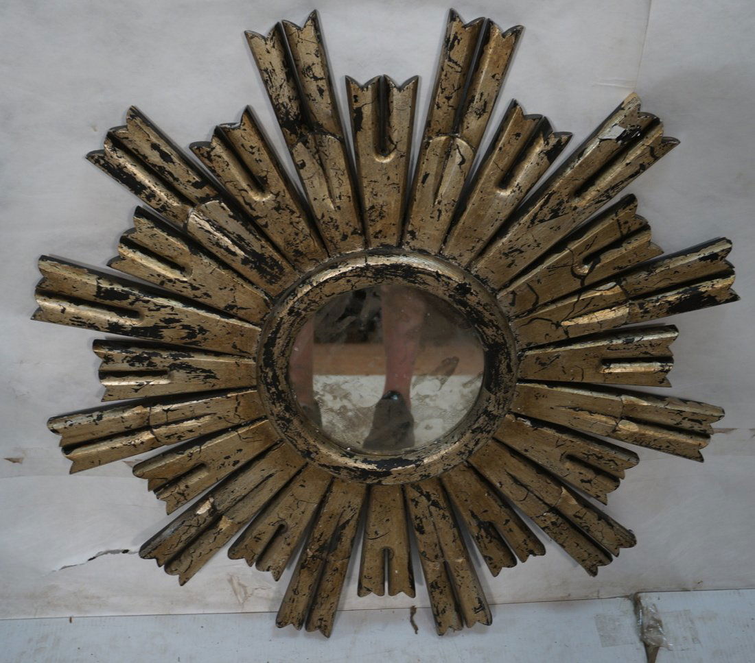 Wood starburst mirror. Distressed paint. Black wi (1 of 6)