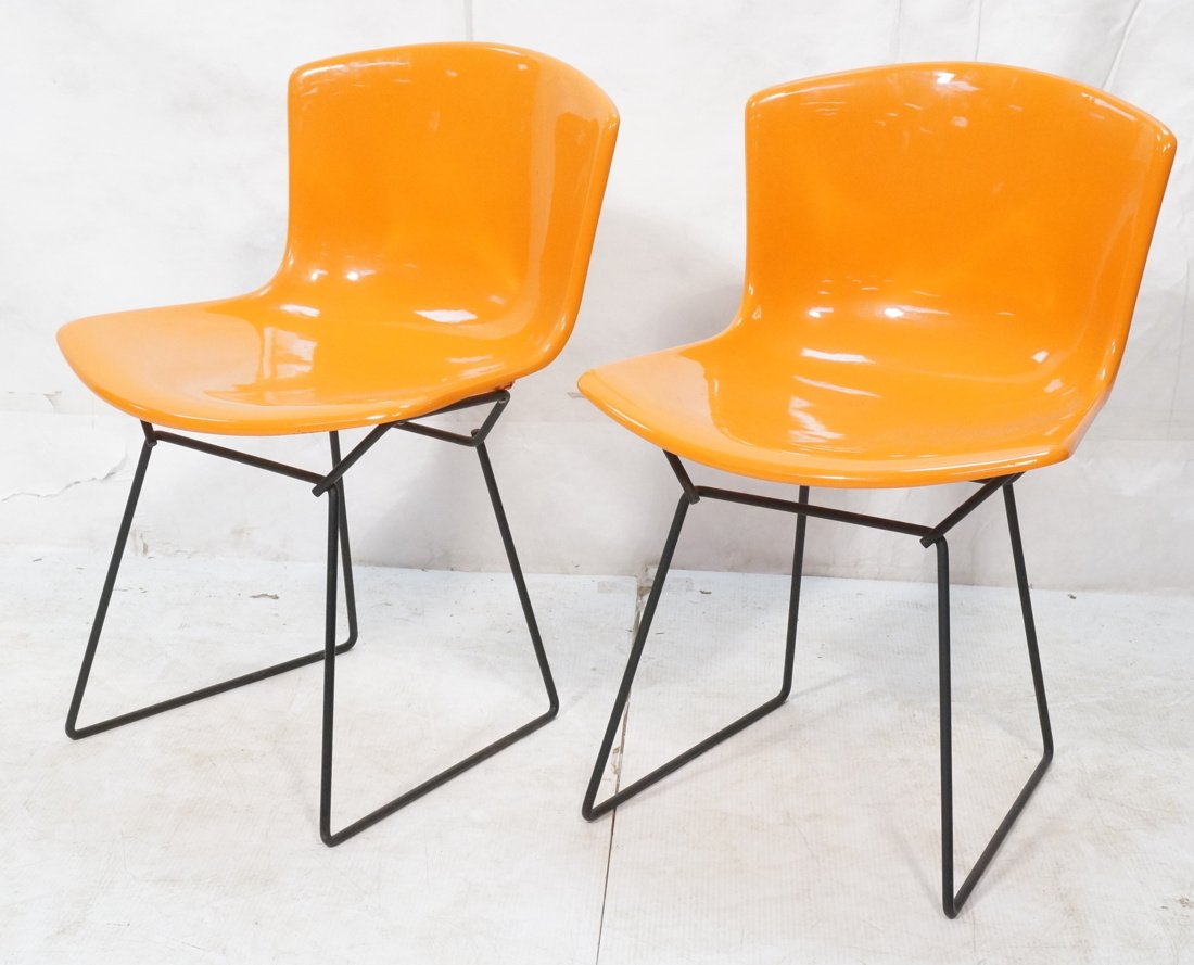 Pair of Bertoia style side chairs. Black hairpin (1 of 5)