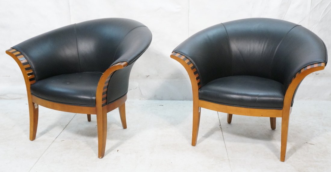 Pair of Haworth Wood Seating co. Leather club cha (1 of 9)