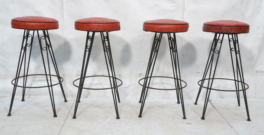 Set of 4 wrought iron SALTERINI style barstools w (1 of 10)