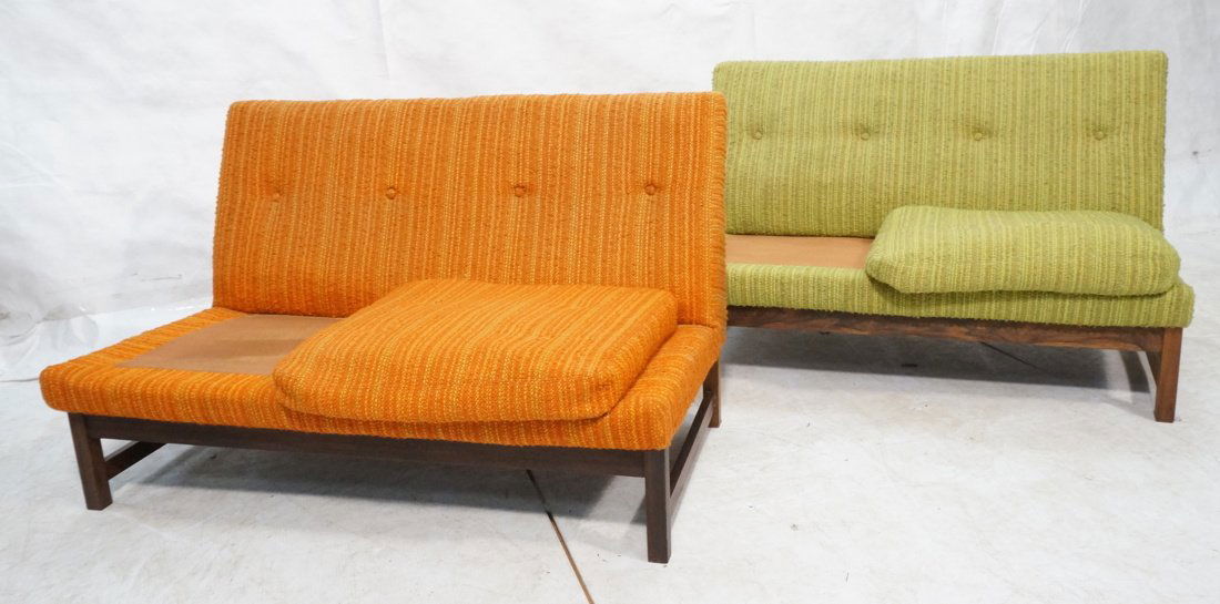 Pair of Jens Risom Style Love seats on wood stret (1 of 10)