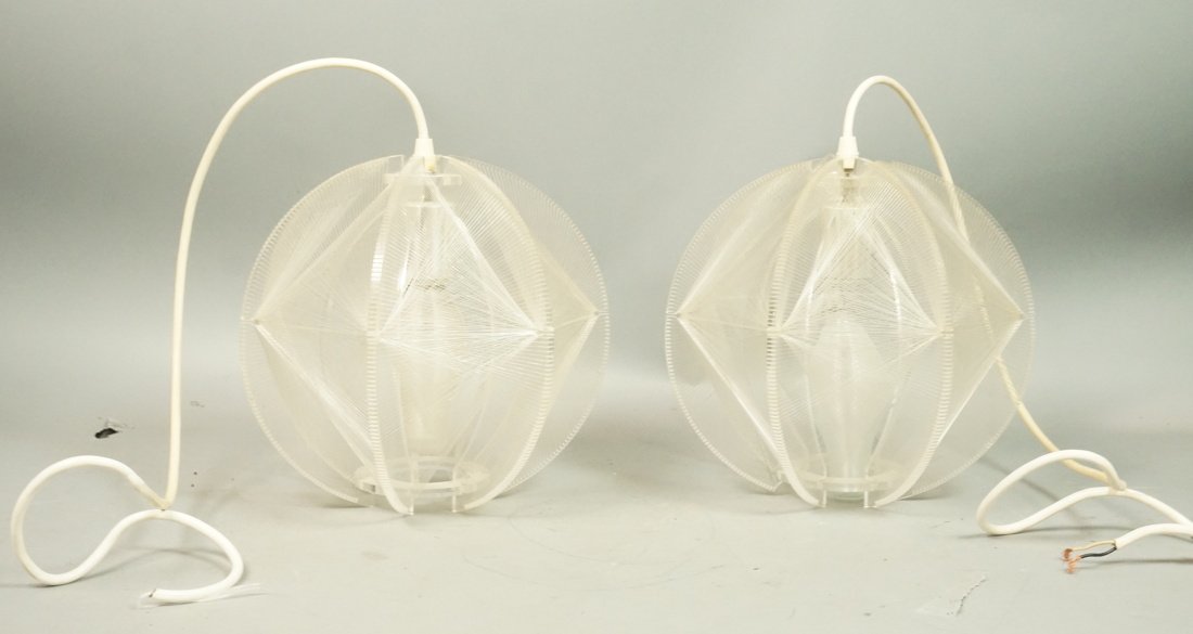 Pair of lucite and clear string pendant chandelie (1 of 4)