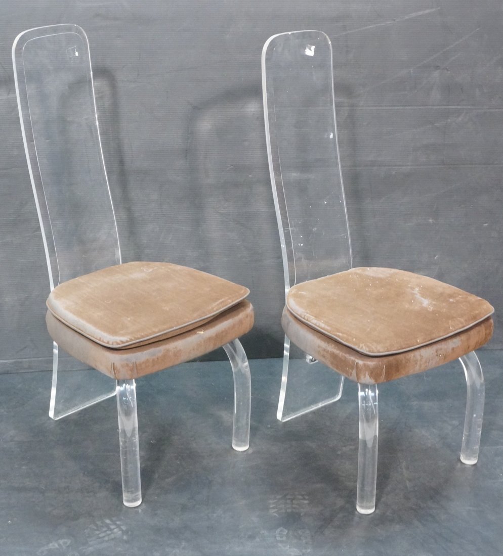 Pair of lucite and microsuede Dining chairs By Hi (1 of 10)