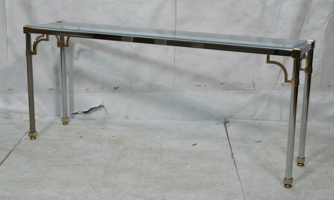 Regency style Chrome brass and glass console tabl (1 of 9)