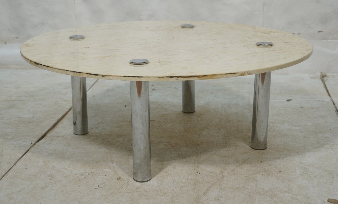 Pace style coffee table with round marble top and (1 of 10)