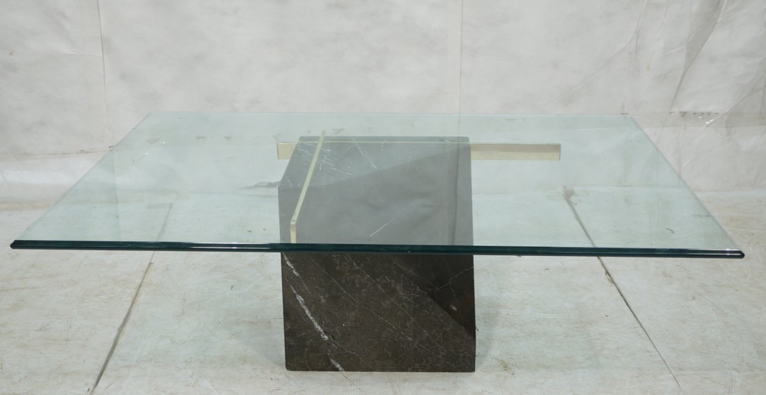 Decorator Marble brass and glass top coffee table (1 of 7)
