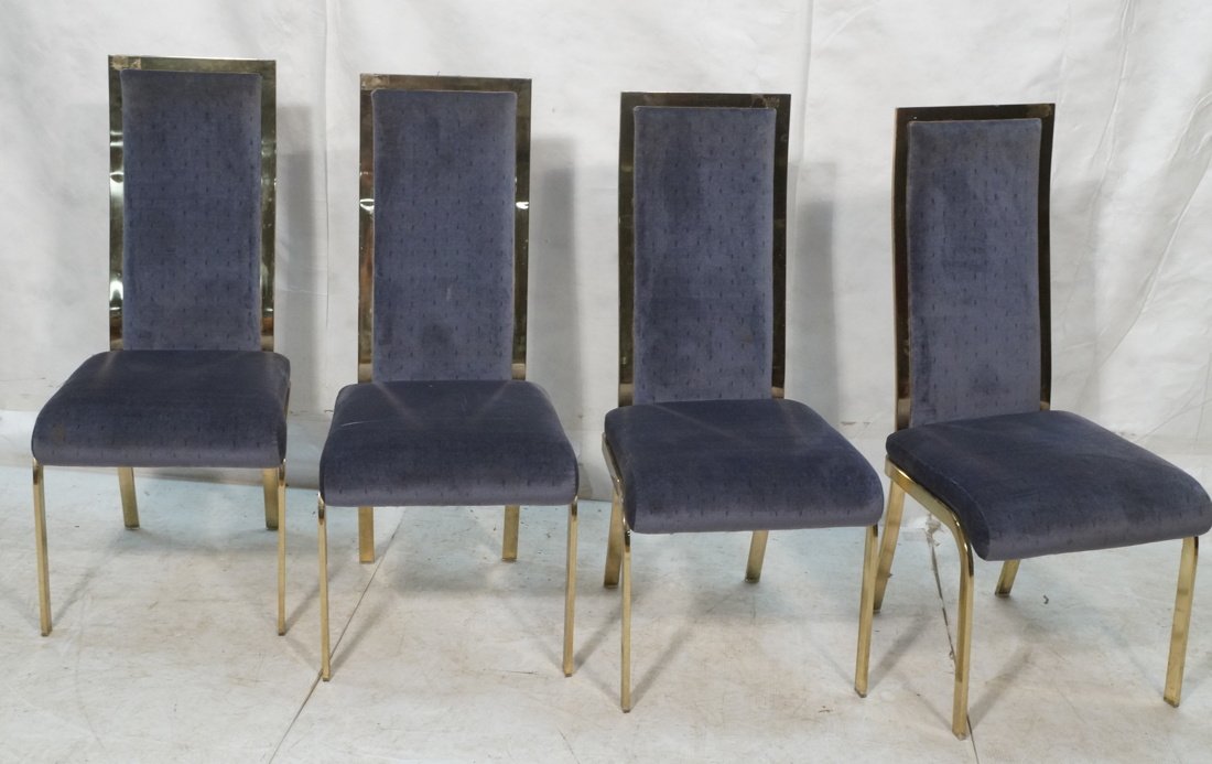 Set of 4 MILO BAUGHMAN style brass dining chairs. (1 of 10)