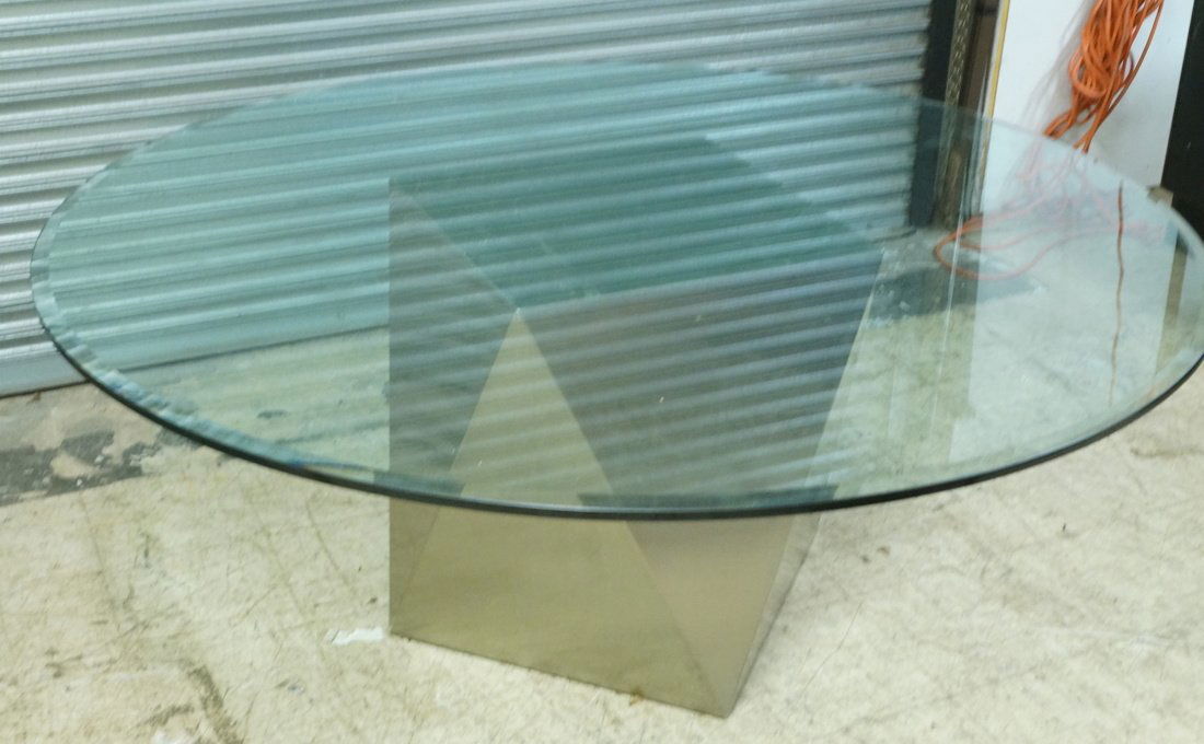 Large glass top dining table on geometric metal b (1 of 9)