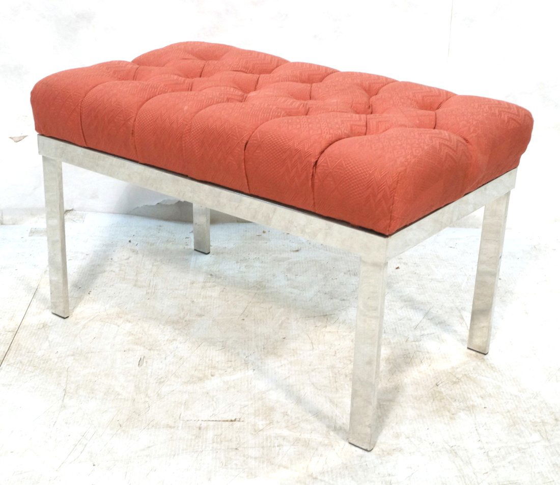 70's Modern Chrome Framed Stool Bench with Tufted (1 of 5)