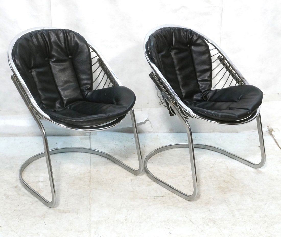 Pair Italian Style Chairs with Chrome Frames and (1 of 6)