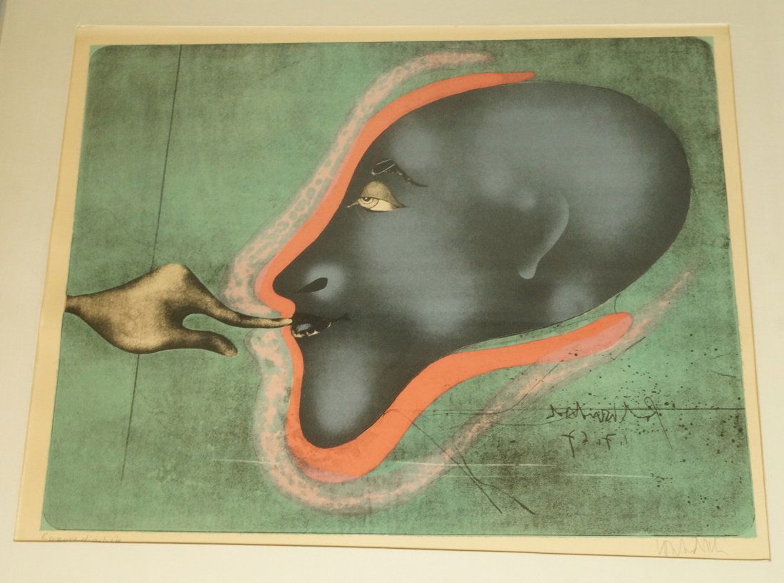 PAUL WUNDERLICH Print under glass. Pencil signed (1 of 7)