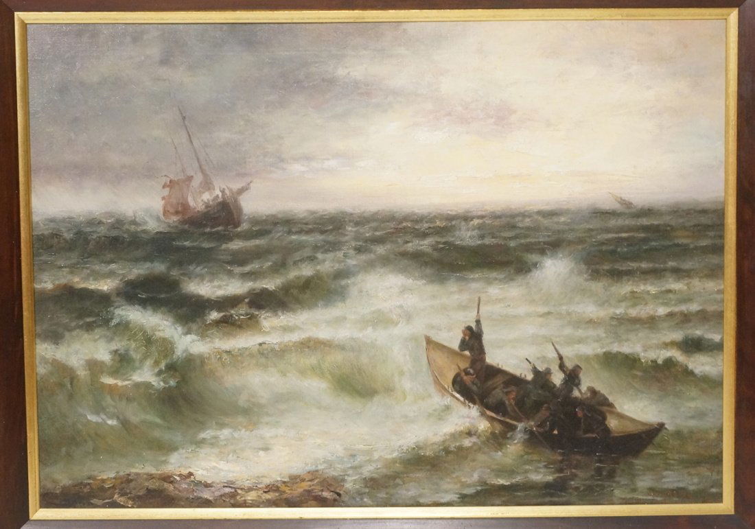 WEBER.  Oil Painting on Canvas.  Rescue of Shipwr (1 of 10)