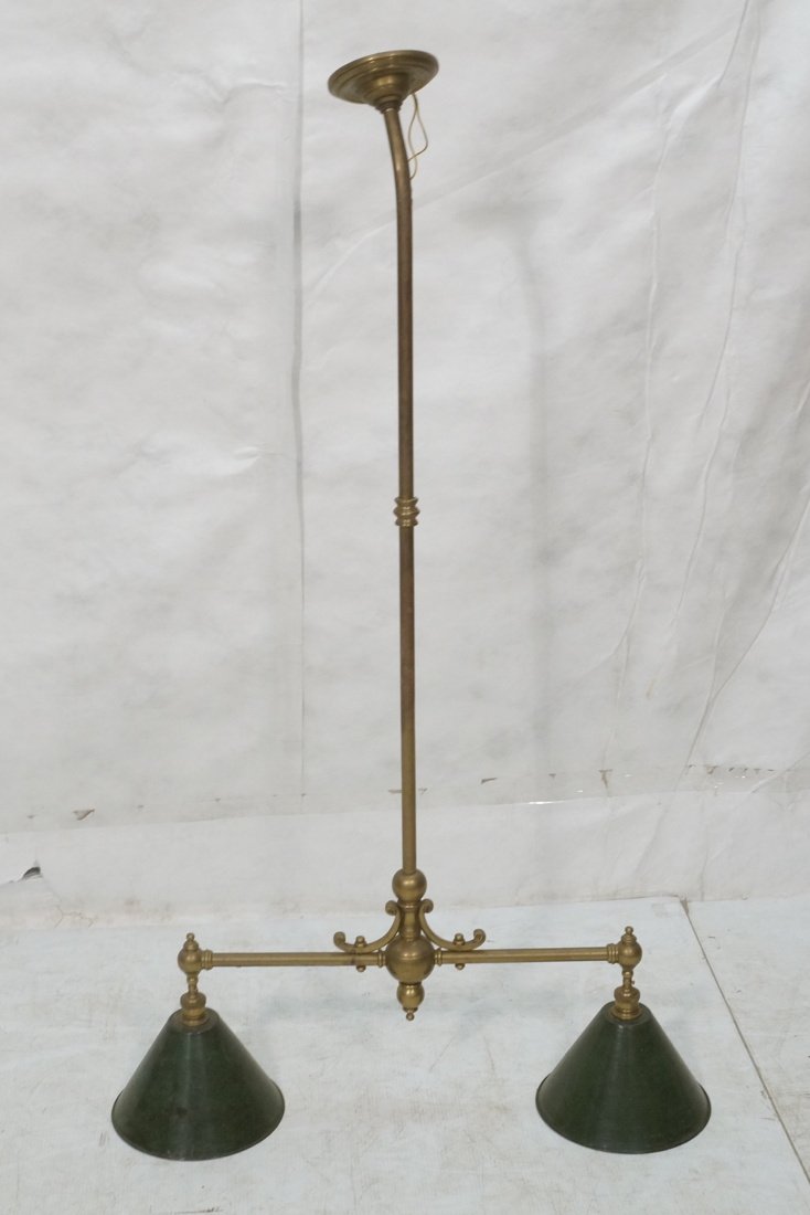 Vintage Double Arm Ceiling Light with Green Metal (1 of 10)