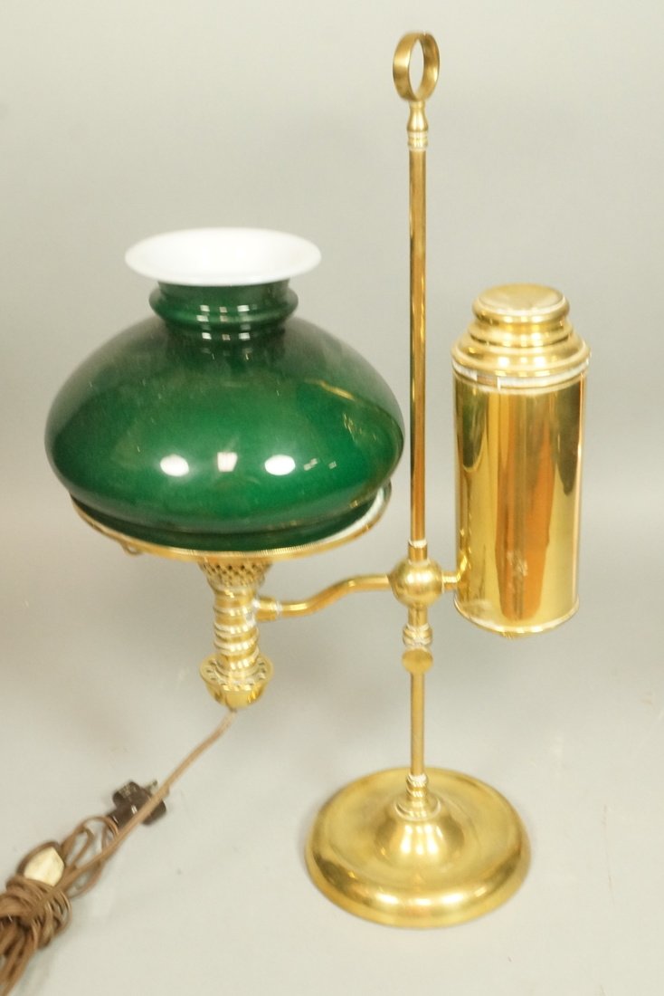 Antique Brass Desk Lamp with Green Glass Shade. (1 of 7)