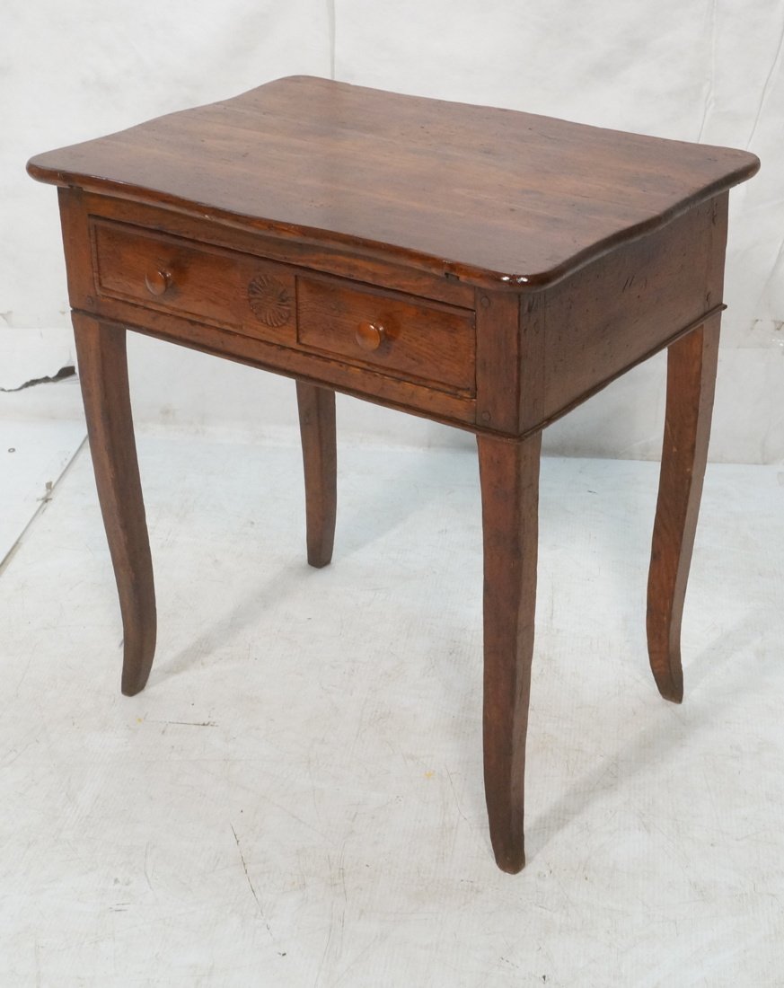 Antique Country Pine 1 Drawer Stand with carved C (1 of 6)