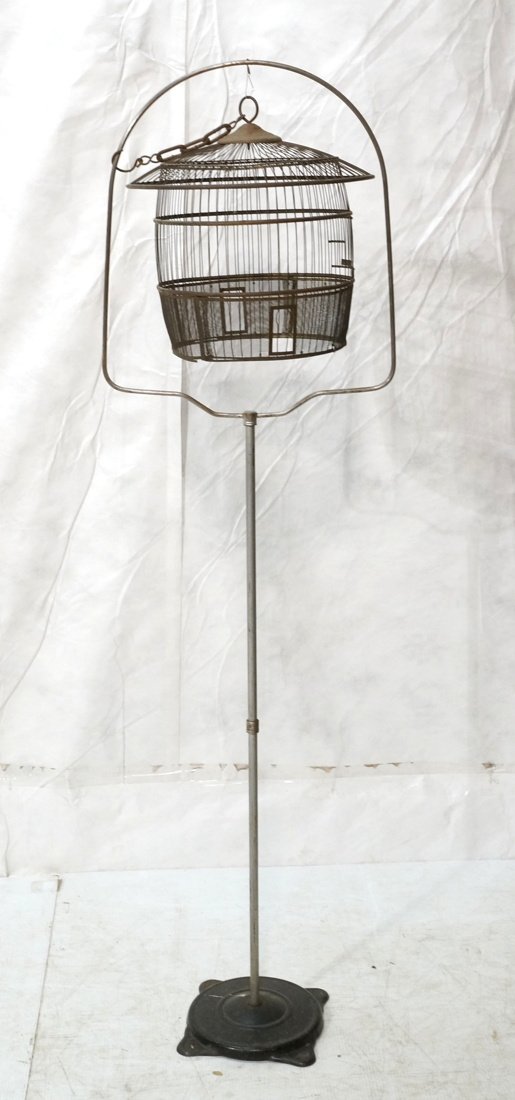 Vintage birdcage on Stand.  Hendryx metal Tag. (1 of 5)
