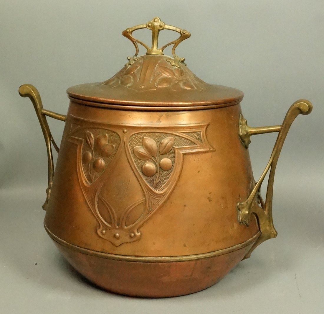 Art Nouveau WMF copper and brass punch bowl with Jun 30, 2015