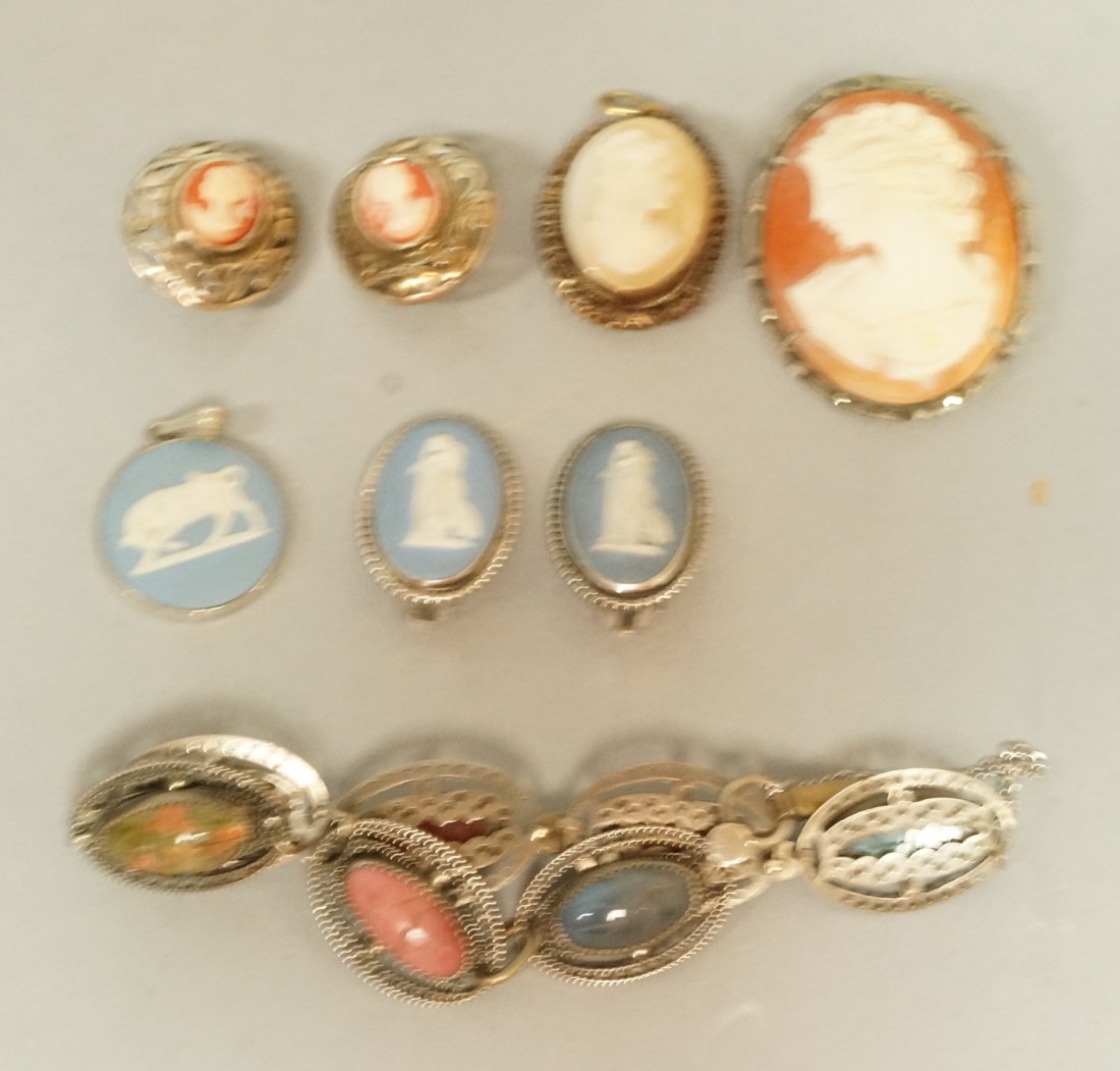 Cameo and Scarab Lot.  Set in sterling.  Scarab b (1 of 6)