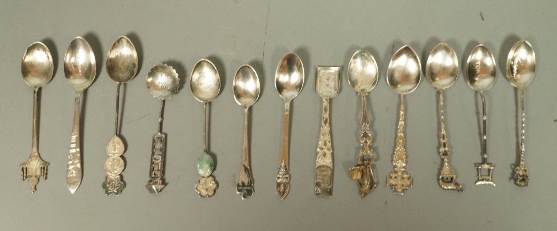 13 Sterling Collector Spoons.  Kyoto, Akone, etc. (1 of 9)