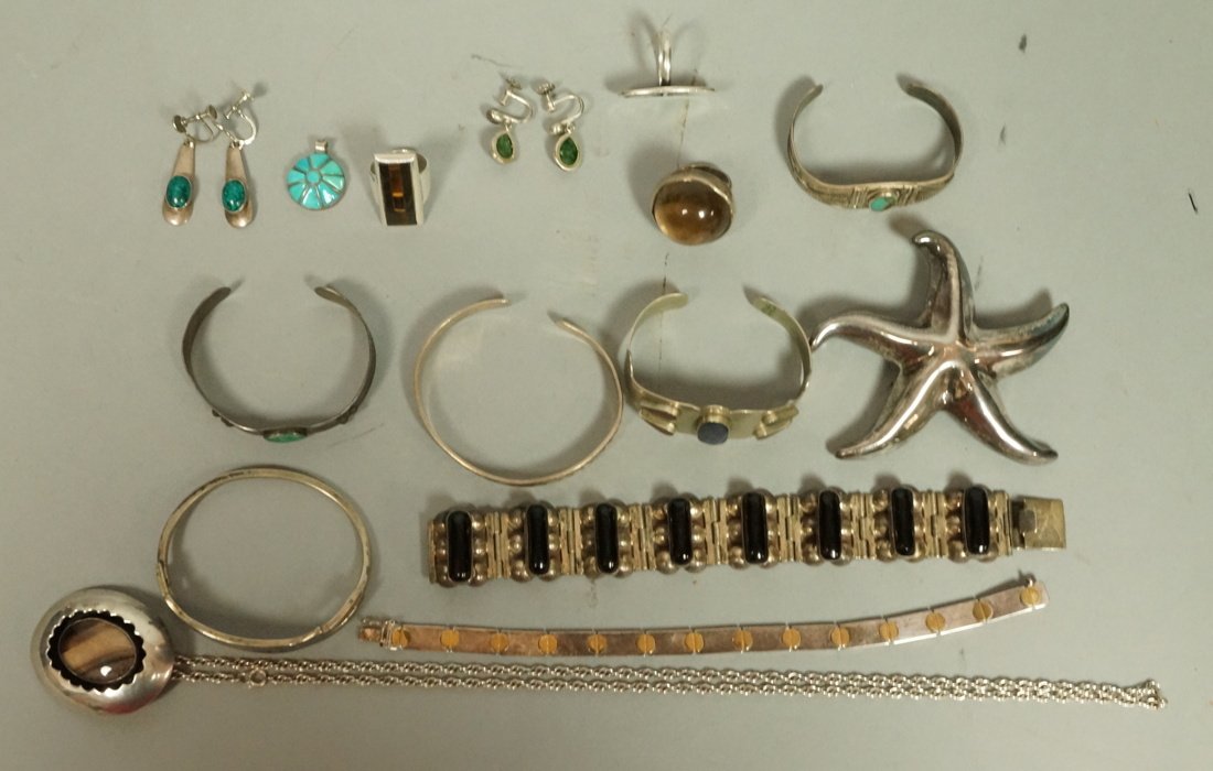 14pcs Silver Jewelry.  Some sterling and 800.  Am (1 of 9)