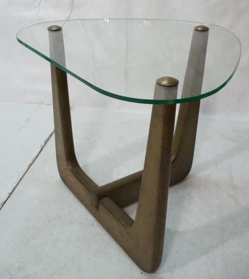 Triangle Gl Top Wood Base Side End Table Br