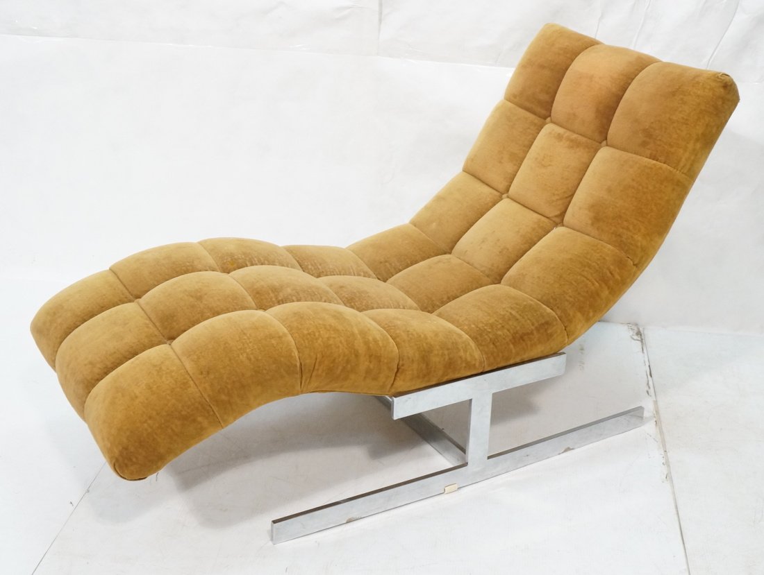 MILO BAUGHMAN style  Tufted Velvet Chaise Lounge. (1 of 6)