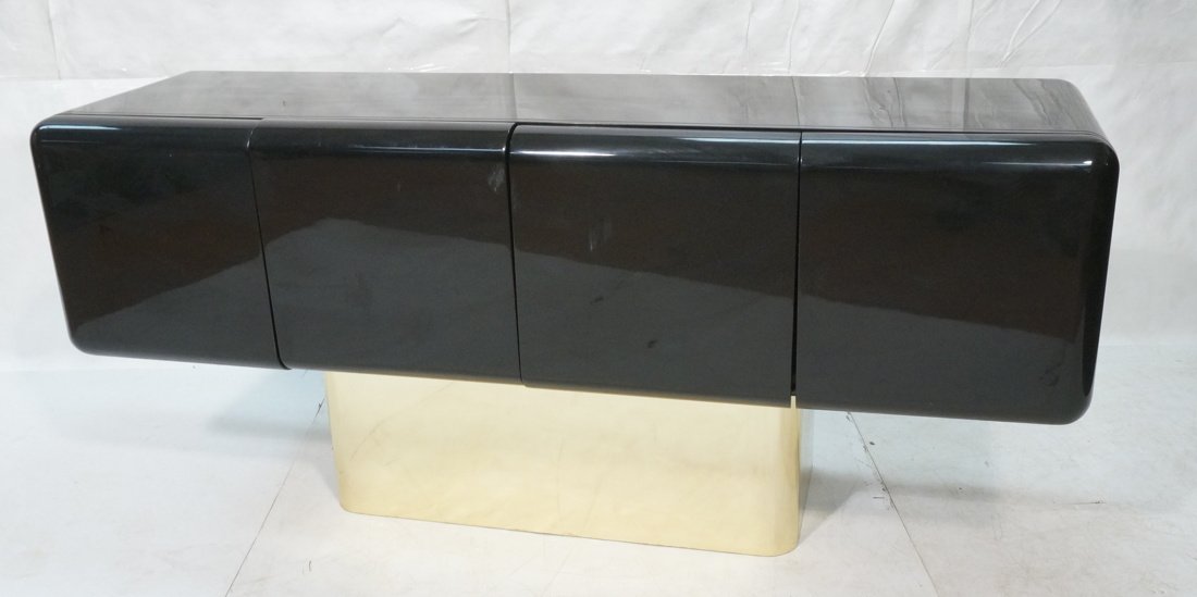 PACE Style Black Lacquer Credenza Sideboard. Gold (1 of 9)