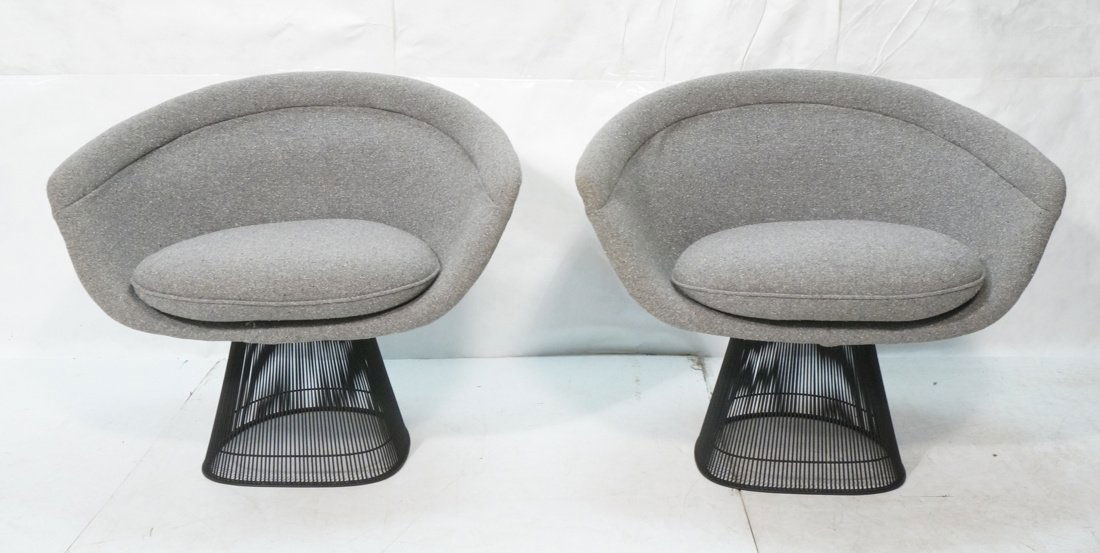 Pr WARREN PLATNER Modernist Lounge Chairs. Gray U (1 of 10)