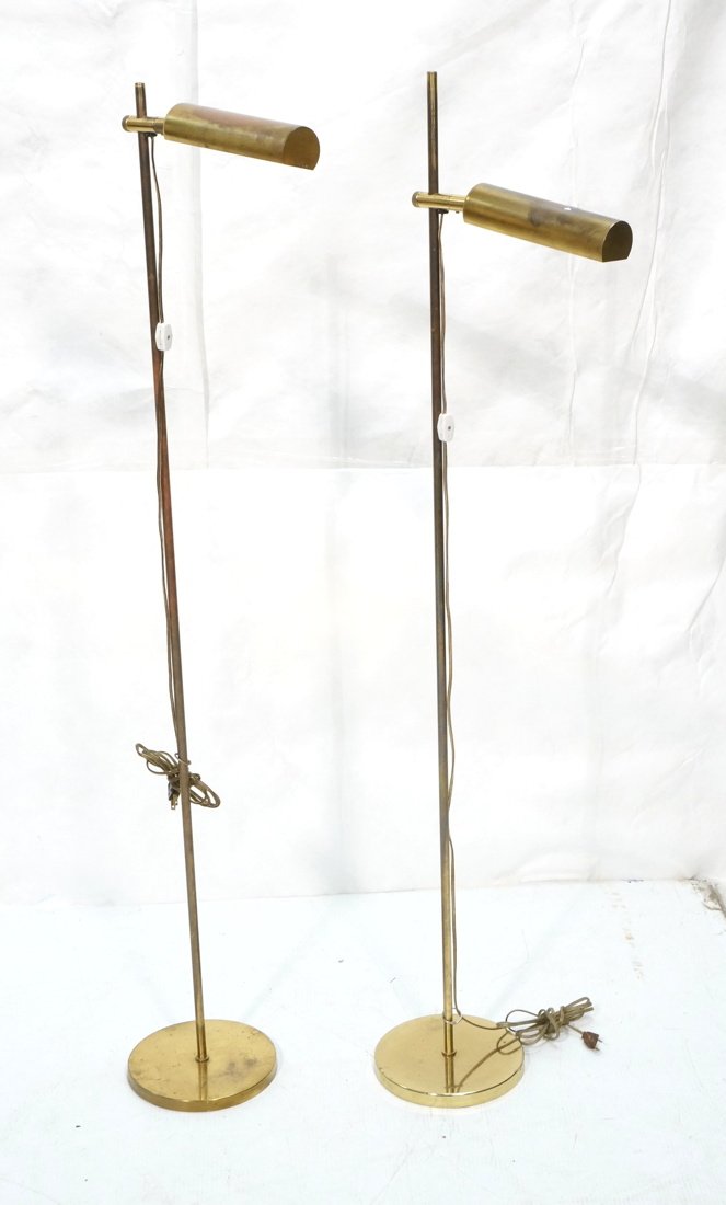 Pr Brass Modernist Floor Lamps. Pole form with cy (1 of 6)
