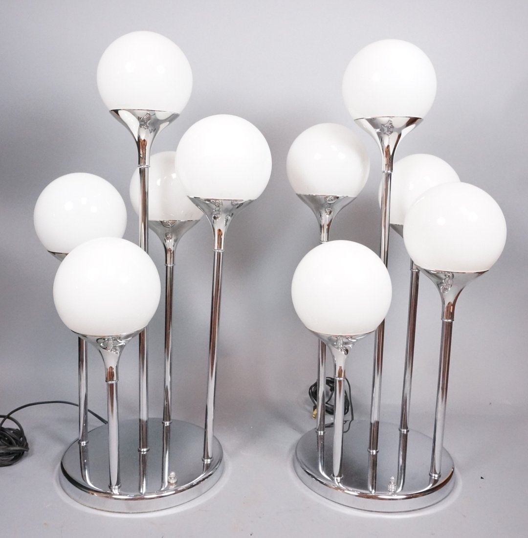 Pair of Mid century Chrome and white glass ball s (1 of 9)